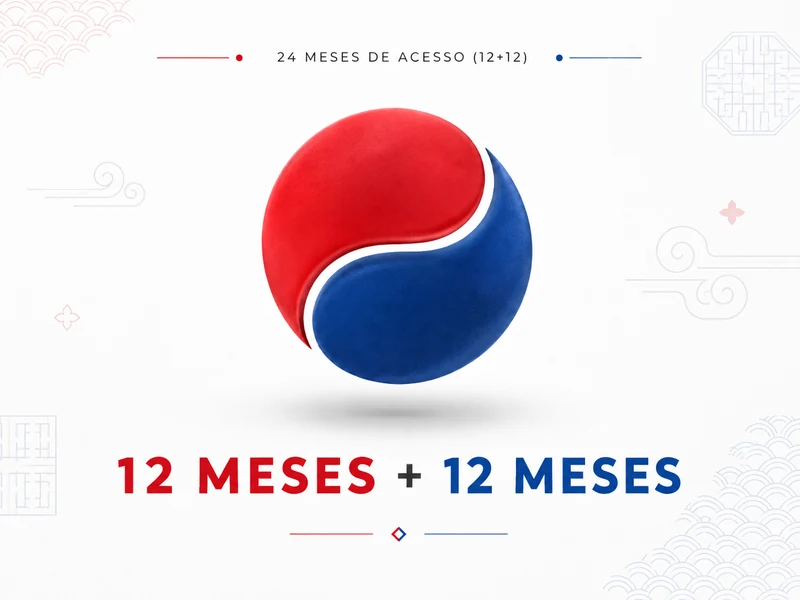 Taegeuk vermelho e azul com a soma de 12 meses mais 12 meses de acesso