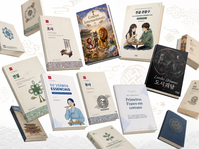 As capas dos mais de 20 e-books da Jornada Fale Coreano