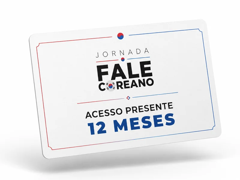 Cartao-presente da Jornada Fale Coreano com 12 meses de acesso
